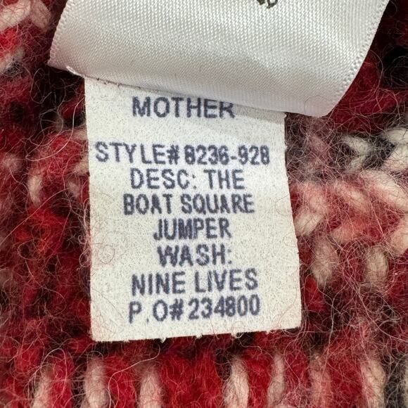 MOTHER The Boat Square Leopard Print Sweater Size Small Red Baby Alpaca Blend - Picture 11 of 13